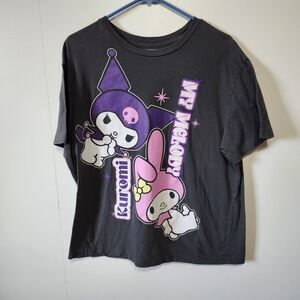 Sanrio Kuromi My Melody Graphic T-Shirt XL Dark Gray 100% Cotton Cute Anime Tee